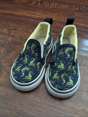 Vans Kids Slip-On Sneakers with Green Alligator Print